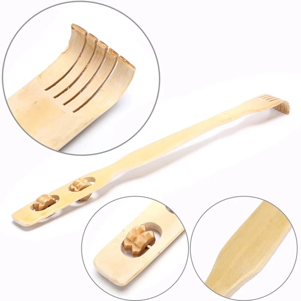 Bamboo Massager Back Scratcher With Body Roller Stick