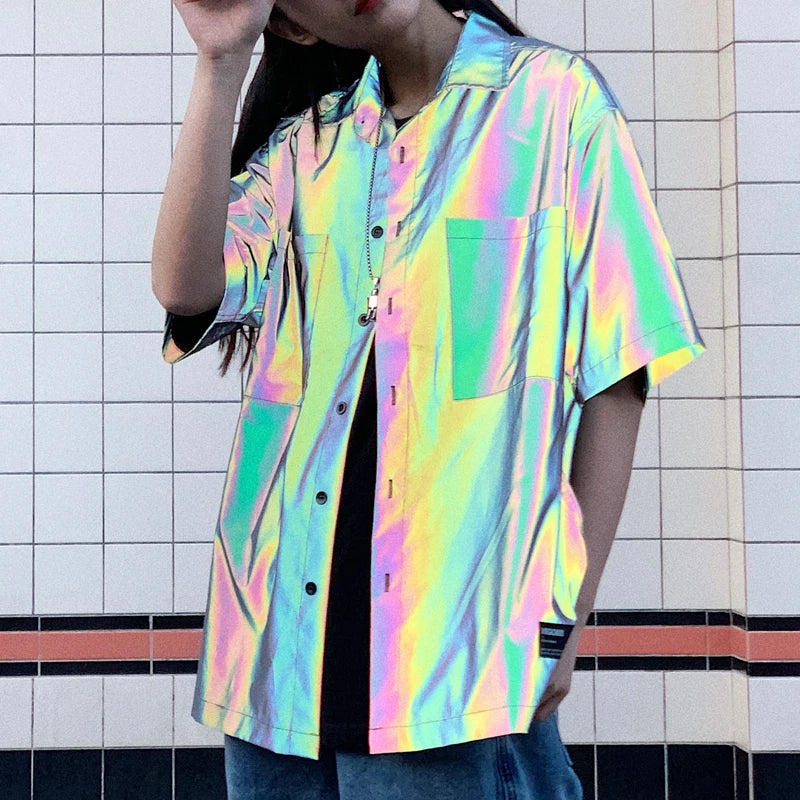 reflective men short sleeve shirt