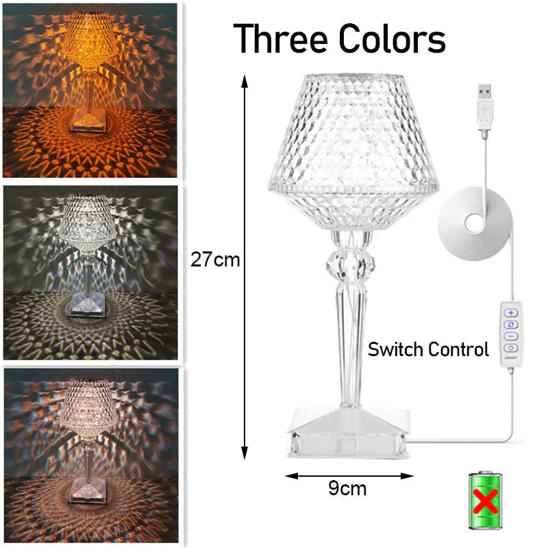 Diamond Glow Rechargeable Crystal Table Lamp