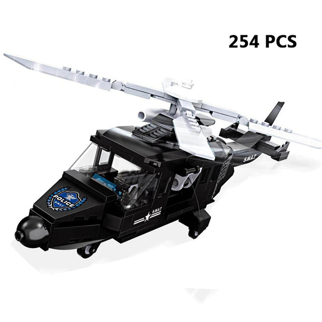 Police Building Blocks SWAT Team Helicopters Trucks