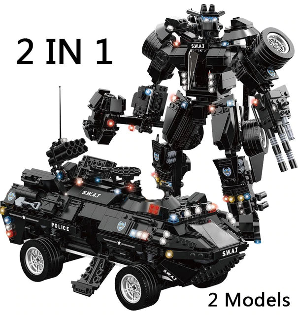 Police Building Blocks SWAT Team Helicopters Trucks