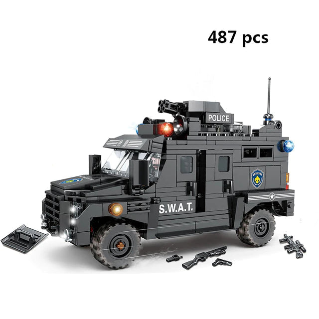 Police Building Blocks SWAT Team Helicopters Trucks