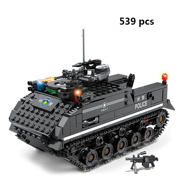 Police Building Blocks SWAT Team Helicopters Trucks