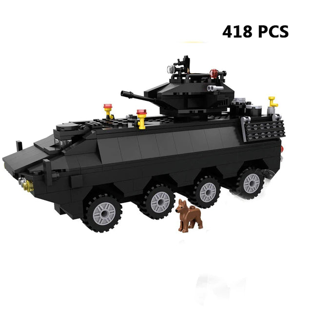 Police Building Blocks SWAT Team Helicopters Trucks