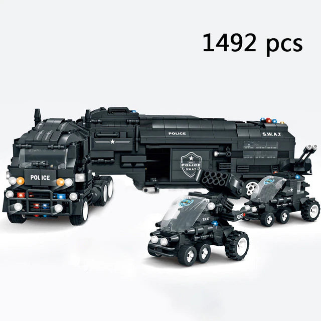 Police Building Blocks SWAT Team Helicopters Trucks