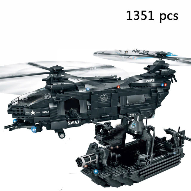 Police Building Blocks SWAT Team Helicopters Trucks