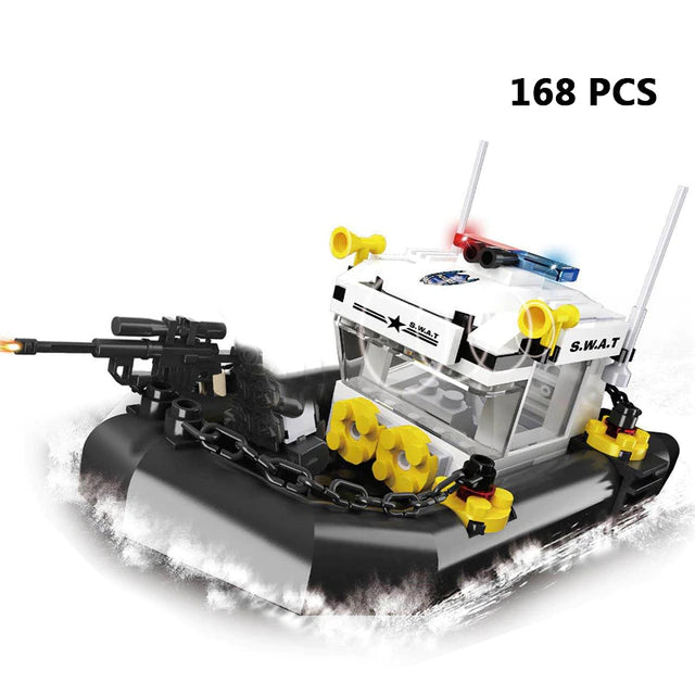 Police Building Blocks SWAT Team Helicopters Trucks