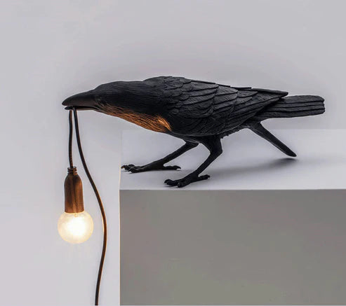 Crow Wall & Raven Table Lamps with Brightness Adjustable Edison Bulb
