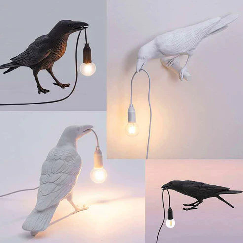 Crow Wall & Raven Table Lamps with Brightness Adjustable Edison Bulb