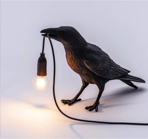 Crow Wall & Raven Table Lamps with Brightness Adjustable Edison Bulb
