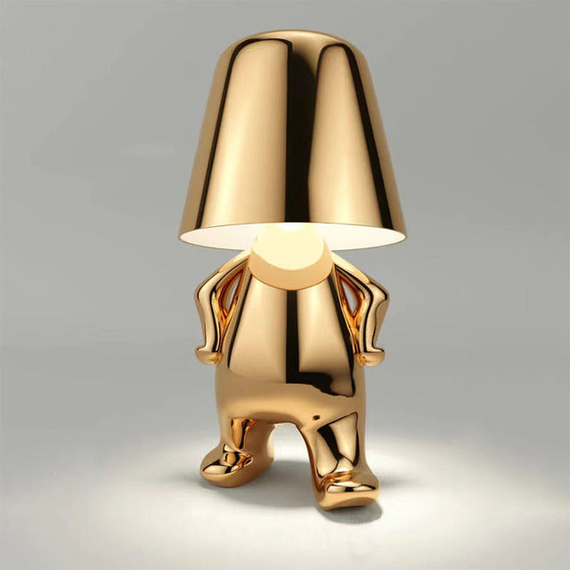 Italy Little Golden Man Night Light Resin Led Table Lamp