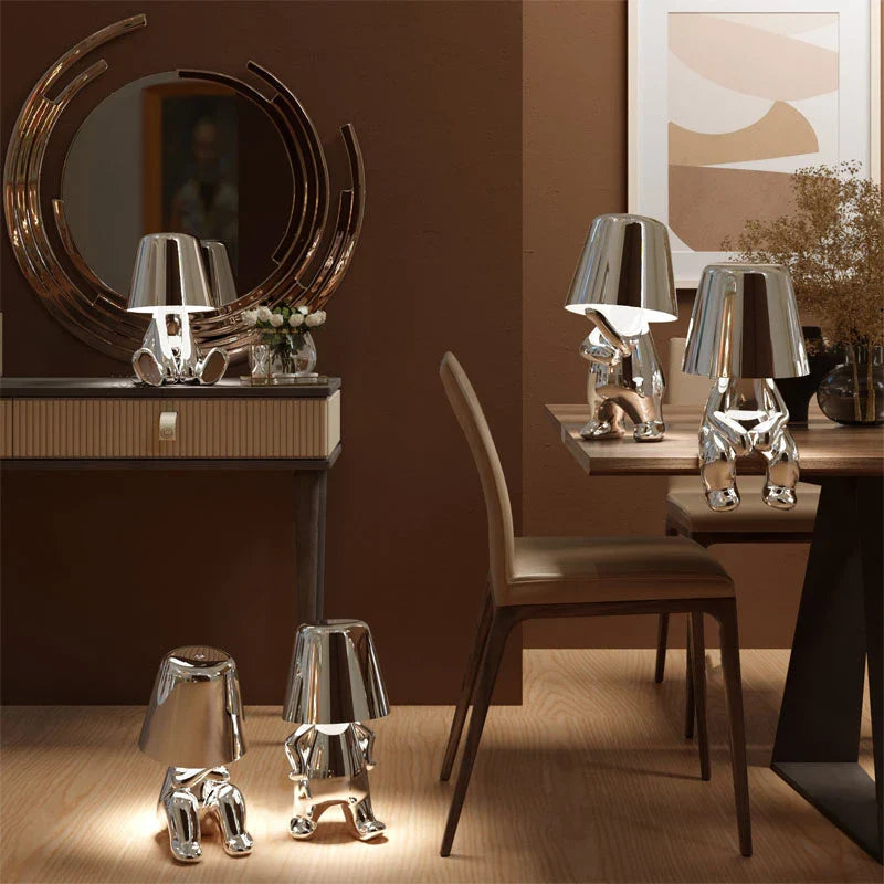 Italy Little Golden Man Night Light Resin Led Table Lamp
