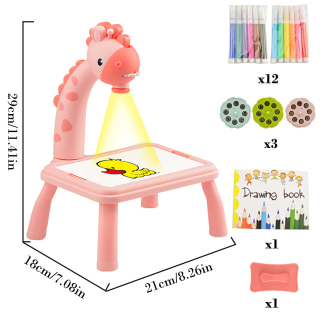 Kids Painting Board Toys Children LED Projector Art Painting Table Desk Arts Toy Educational Learning