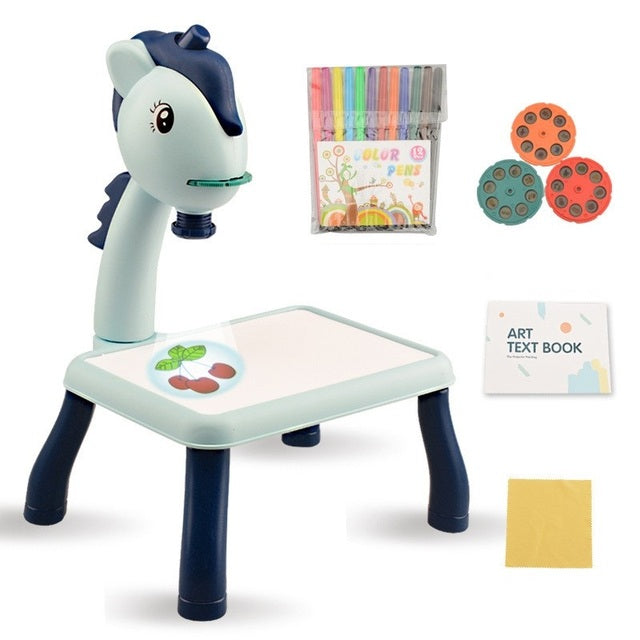 Kids Painting Board Toys Children LED Projector Art Painting Table Desk Arts Toy Educational Learning