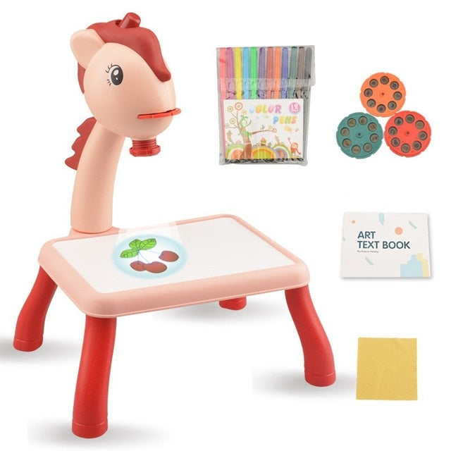 Kids Painting Board Toys Children LED Projector Art Painting Table Desk Arts Toy Educational Learning