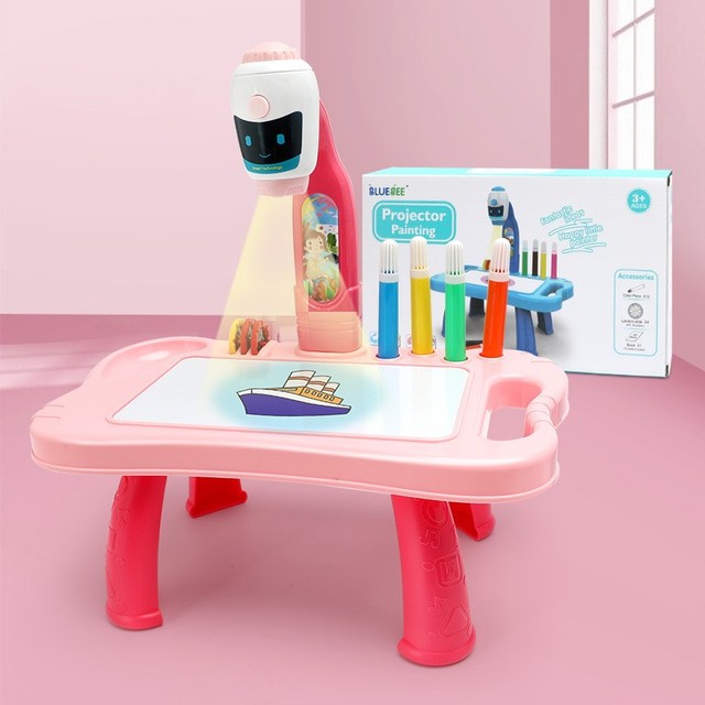 Kids Painting Board Toys Children LED Projector Art Painting Table Desk Arts Toy Educational Learning