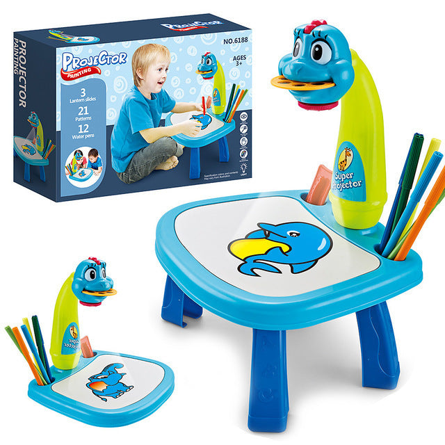 Kids Painting Board Toys Children LED Projector Art Painting Table Desk Arts Toy Educational Learning