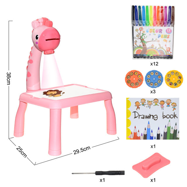 Kids Painting Board Toys Children LED Projector Art Painting Table Desk Arts Toy Educational Learning