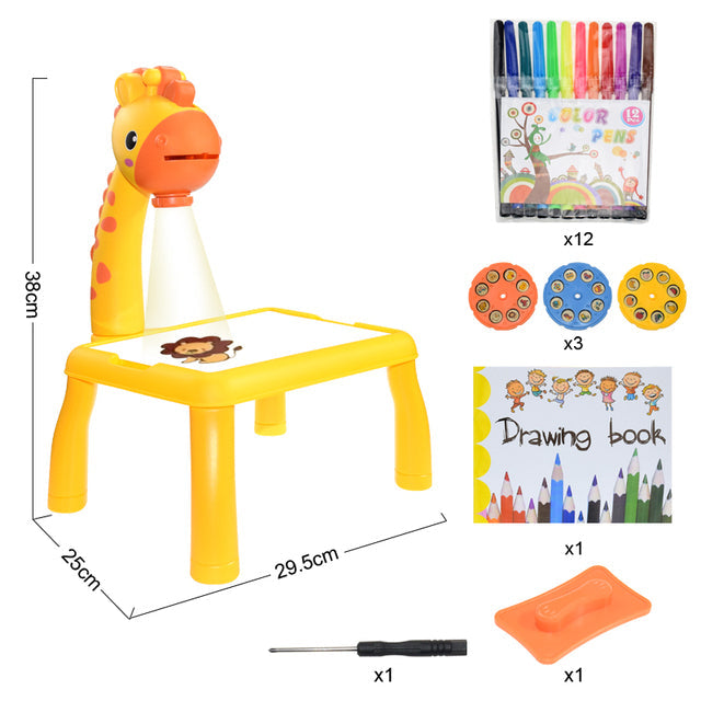 Kids Painting Board Toys Children LED Projector Art Painting Table Desk Arts Toy Educational Learning