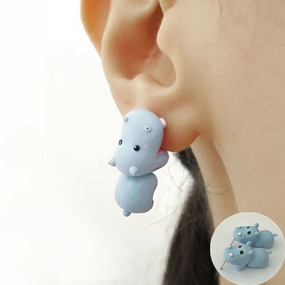 Cat Women Polymer Clay Stud Earrings jewellery,3D animal Handmade earrings