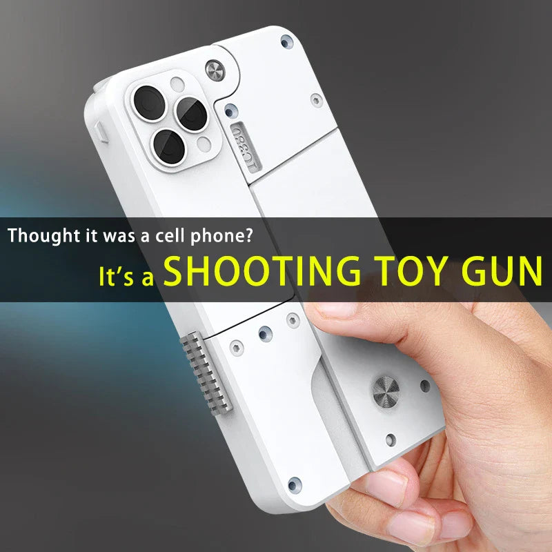 2 Burst Rubber Pistol Children Gift Party Accessories Mobile Phone Model Bullet Shelling Folding Gun Toy