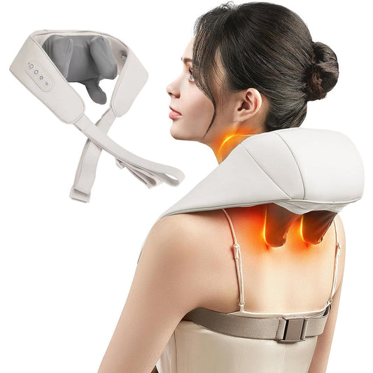 Shiatsu Neck and Back Massager with Soothing Heat Wireless Electric Deep Tissue 5D Kneading Massage Pillow Shoulder Leg Body