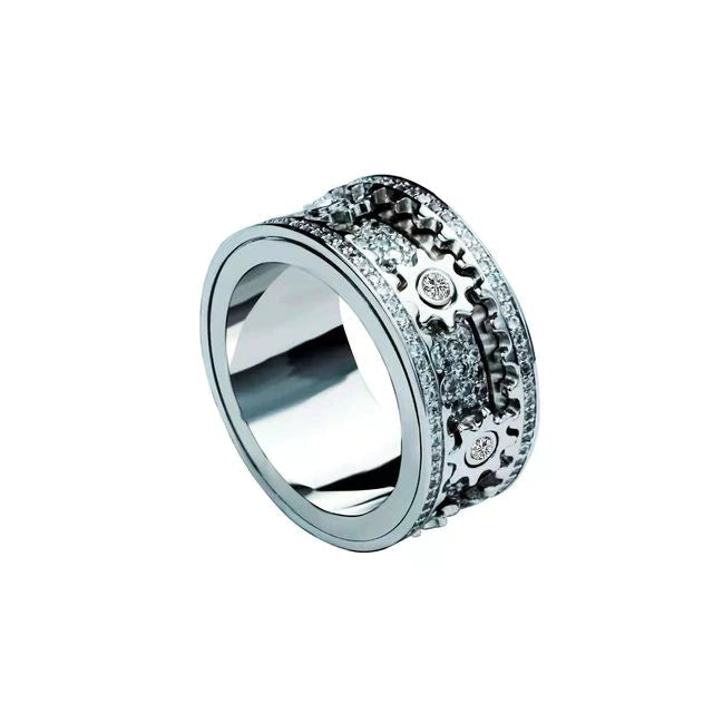 Gear Ring Luxury Rose Gold Silver Color