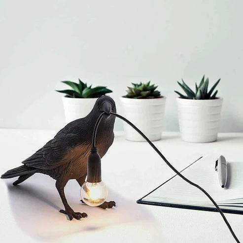 Crow Wall & Raven Table Lamps with Brightness Adjustable Edison Bulb