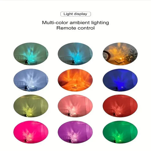 Crystal Lamp Water Ripple Projector Night Light with 16 colors