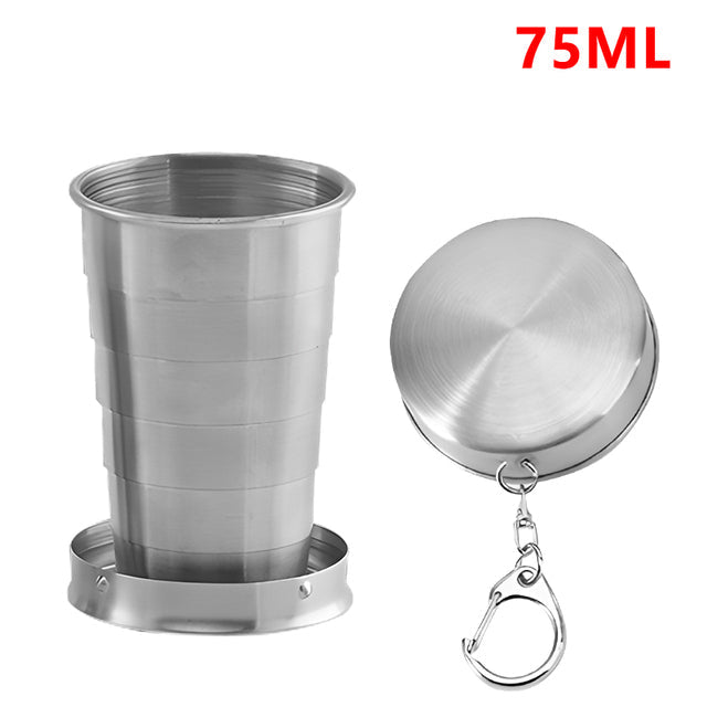 Stainless Steel Folding Cup Foldable Travel Camping Cookware Retractable Cup Teacups Telescopic Cup Drinkware 75ml/150ml/250ml