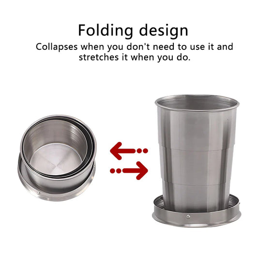 Stainless Steel Folding Cup Foldable Travel Camping Cookware Retractable Cup Teacups Telescopic Cup Drinkware 75ml/150ml/250ml