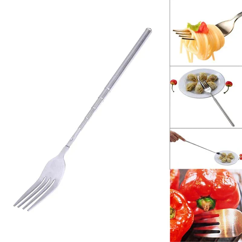 Telescopic Extendable Dinner Fruit Dessert Long Handle Fork