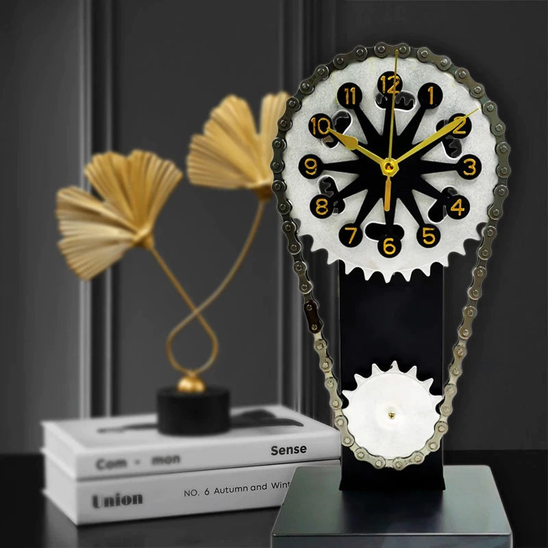 Vintage Rotating Gear Desk Clock