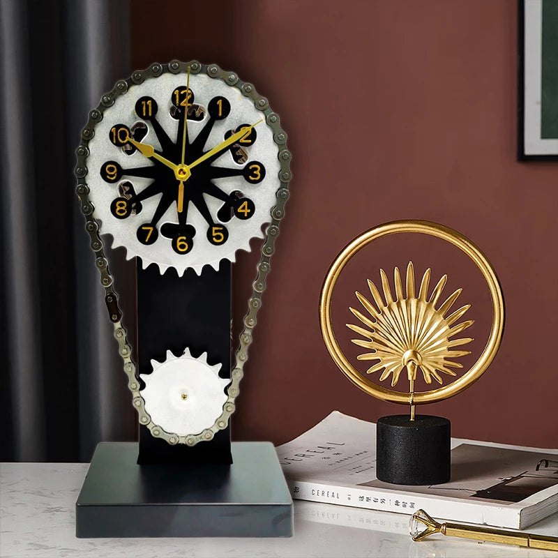 Vintage Rotating Gear Desk Clock