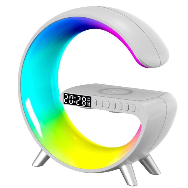 Wireless Charging Smart Bluetooth Speaker Ambient Night Light RGB Wake-Up Atmosphere Light Music Rhythm Alarm Clock APP Control