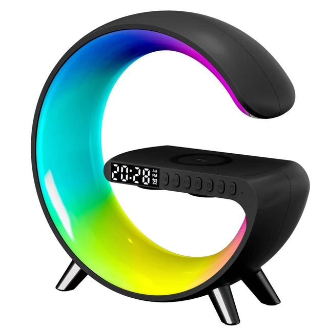 Wireless Charging Smart Bluetooth Speaker Ambient Night Light RGB Wake-Up Atmosphere Light Music Rhythm Alarm Clock APP Control