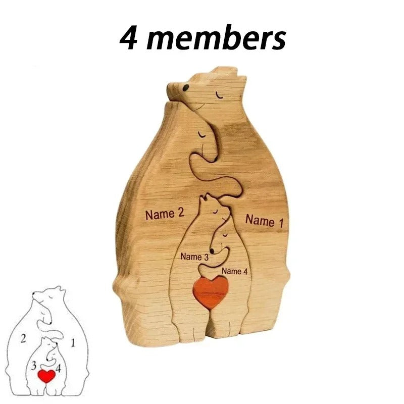 Art Wooden Bear Family Puzzle Personalized Name Custom
