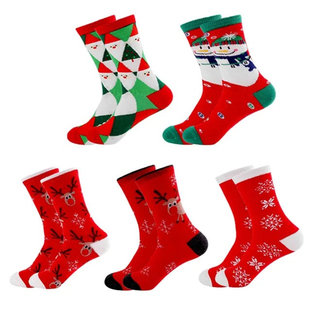5pairs Cartoon Christmas Socks Gifts