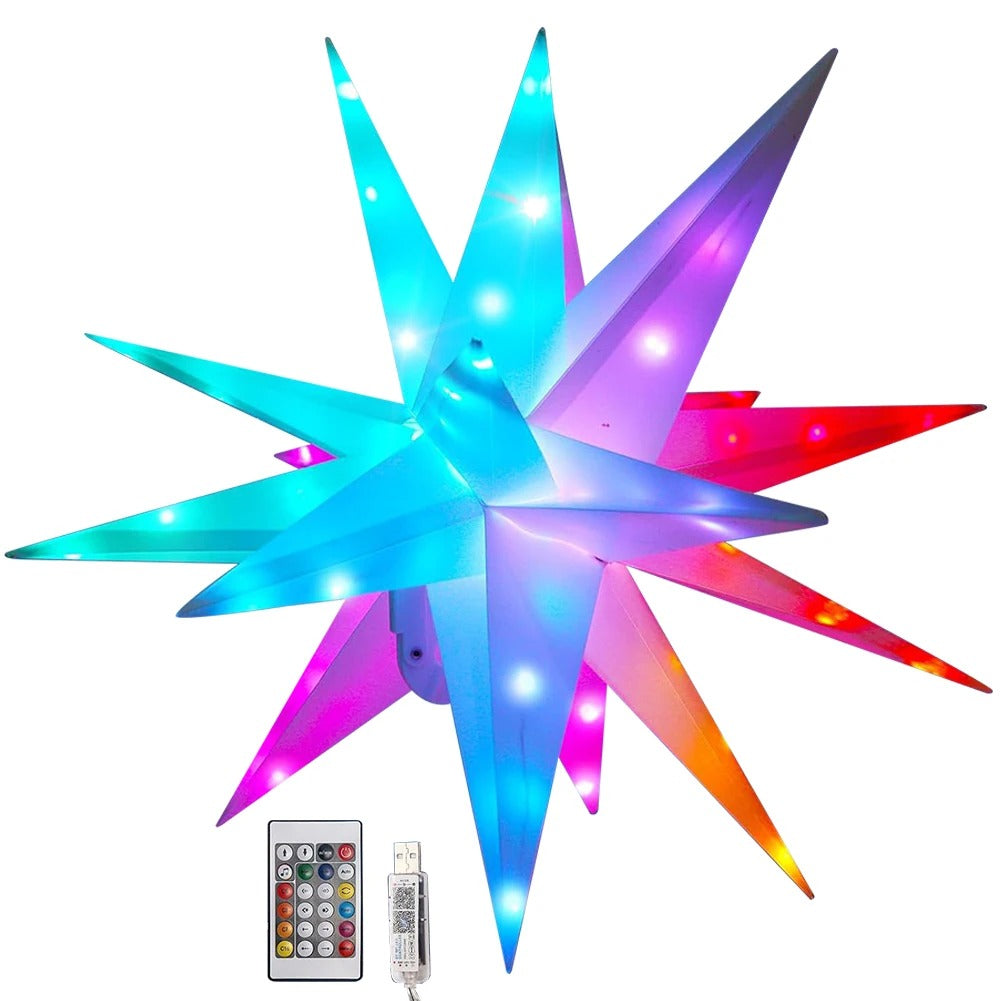 Christmas Tree Topper Star Shiny Light Bluetooth-Compatible USB Powered