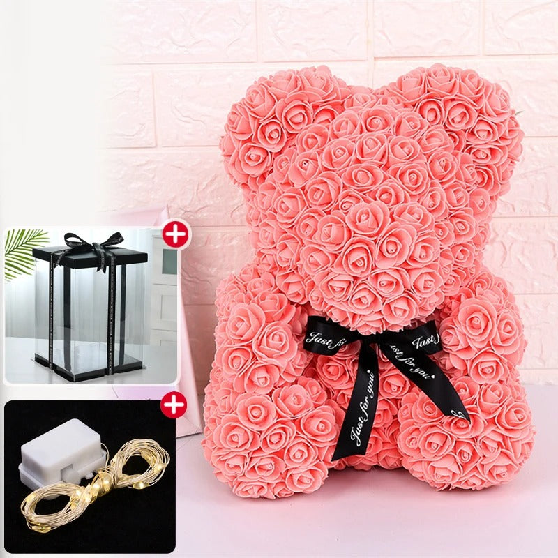 Valentine Gifts Decoration Rose Bear Artificial Flowers