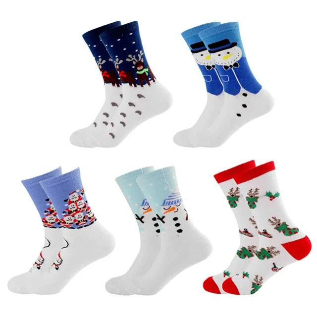 5pairs Cartoon Christmas Socks Gifts