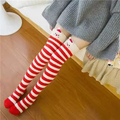 Women Girls Knee Length Coral Fleece Warm Socks