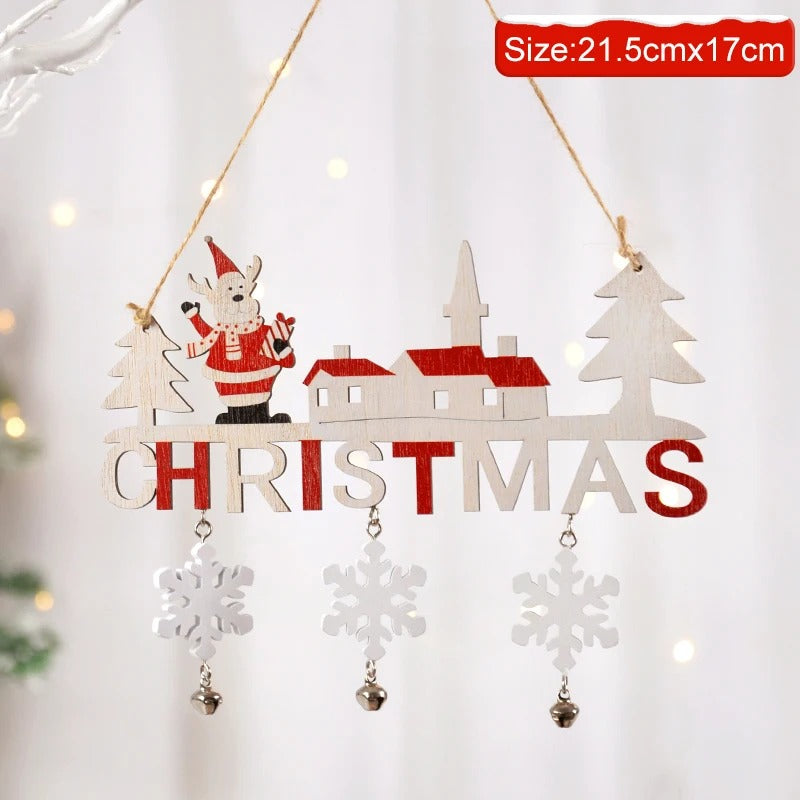 Gnome Santa Claus Wooden Hanging Ornament 2024 Merry Christmas Decoration