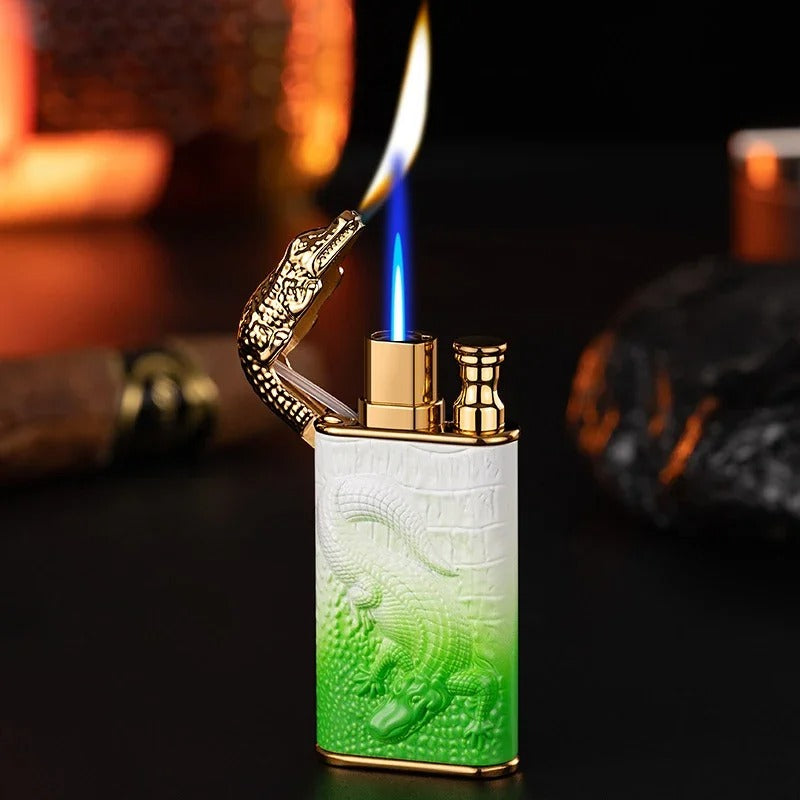 3D Relief Dragon Crocodile Double Fire Lighter Metal Windproof