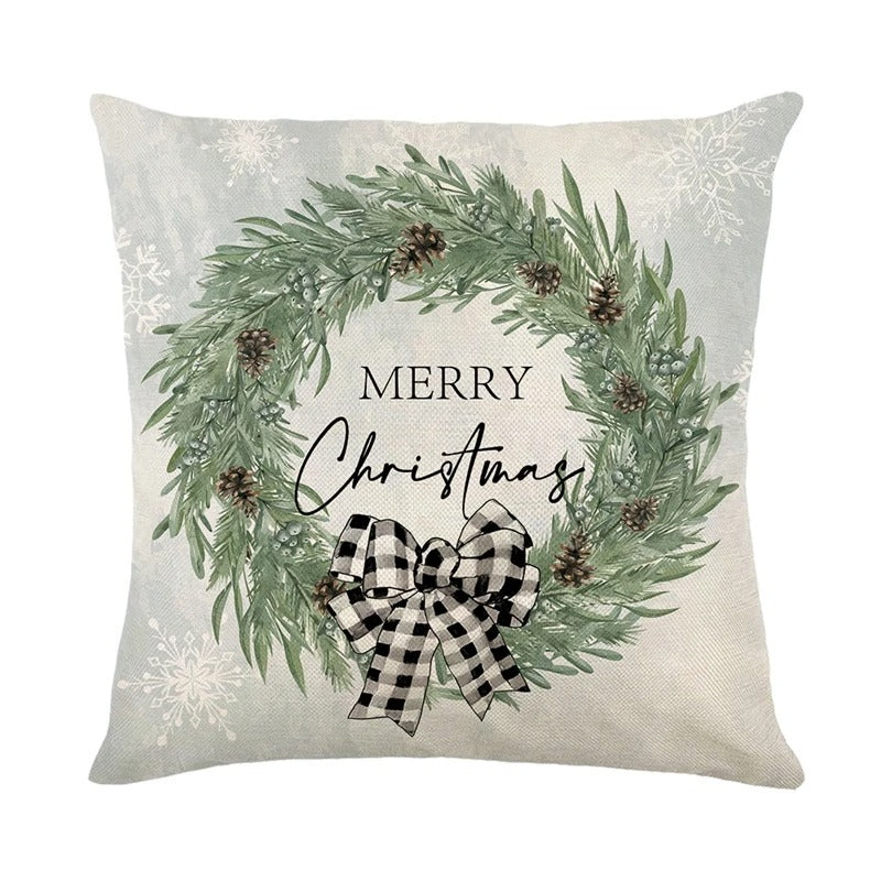 Linen Christmas Pillow Cushion Cover 45x45cm