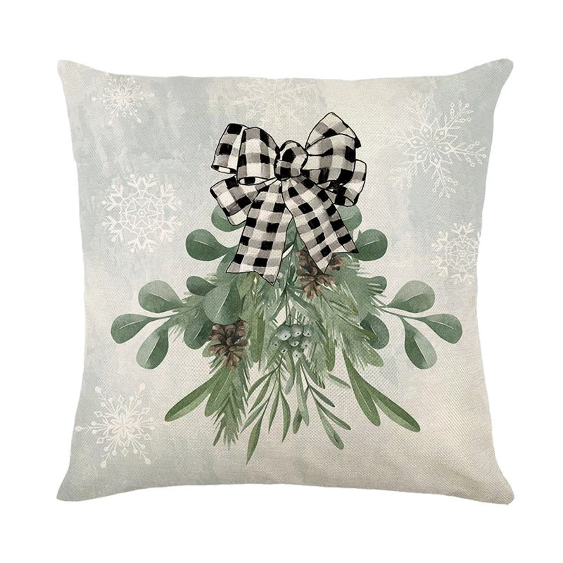 Linen Christmas Pillow Cushion Cover 45x45cm