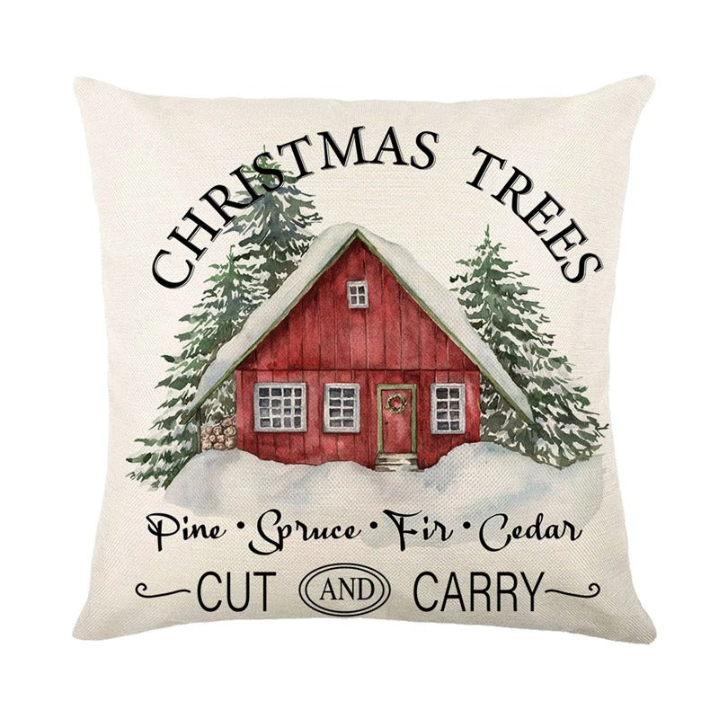 Linen Christmas Pillow Cushion Cover 45x45cm