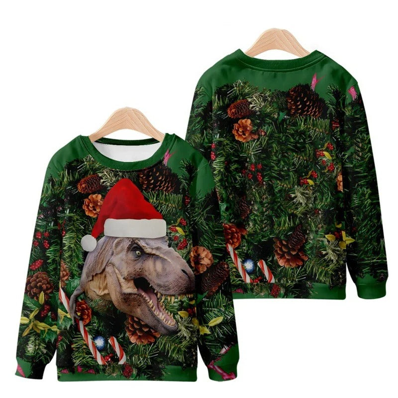 Funny Ugly Christmas 3D Printed Pullover Loose Round Neck Long Sleeves Tops Sweatshirts