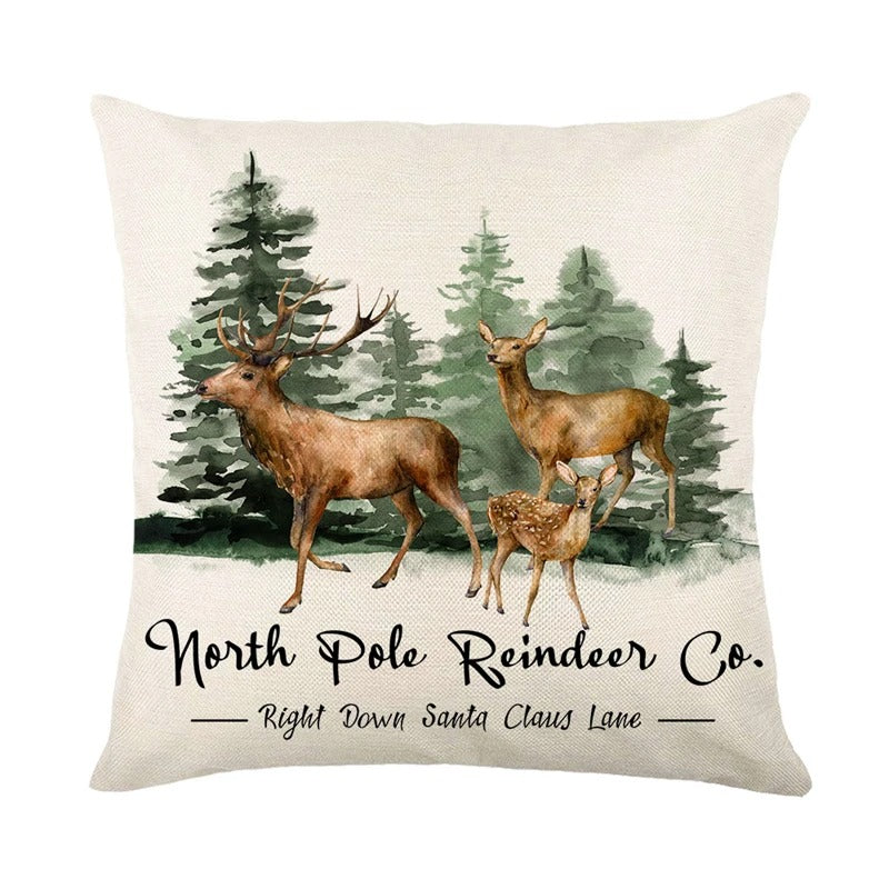 Linen Christmas Pillow Cushion Cover 45x45cm