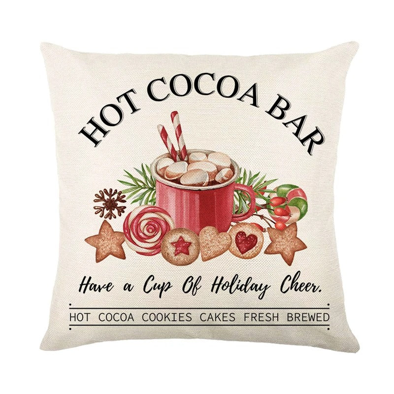 Linen Christmas Pillow Cushion Cover 45x45cm